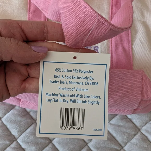 NWT Trader Joe's Mini Tote Bag, Pink - Picture 3 of 4